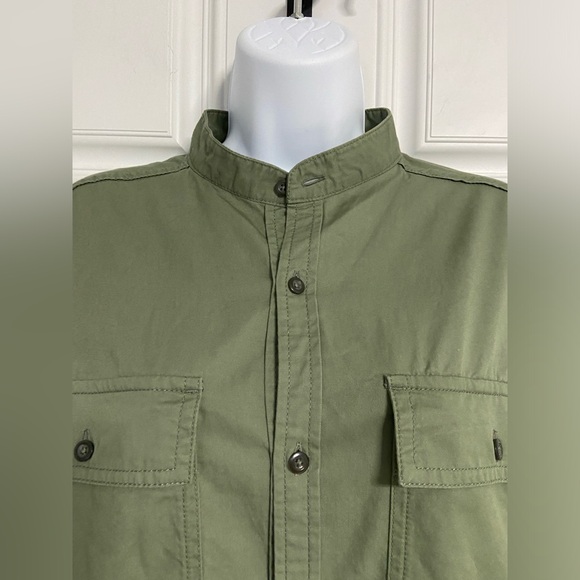 D7- AMERICAN HOLIC Olive Green Basic Mandarin Collar Shirt Dress - Picture 5 of 8